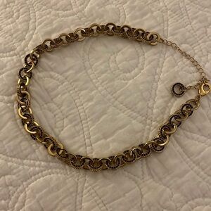 WHBM Gold Tone Necklace with Red Pave Crystal